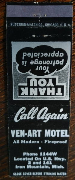 Ven-Art Motel - Matchbook (newer photo)